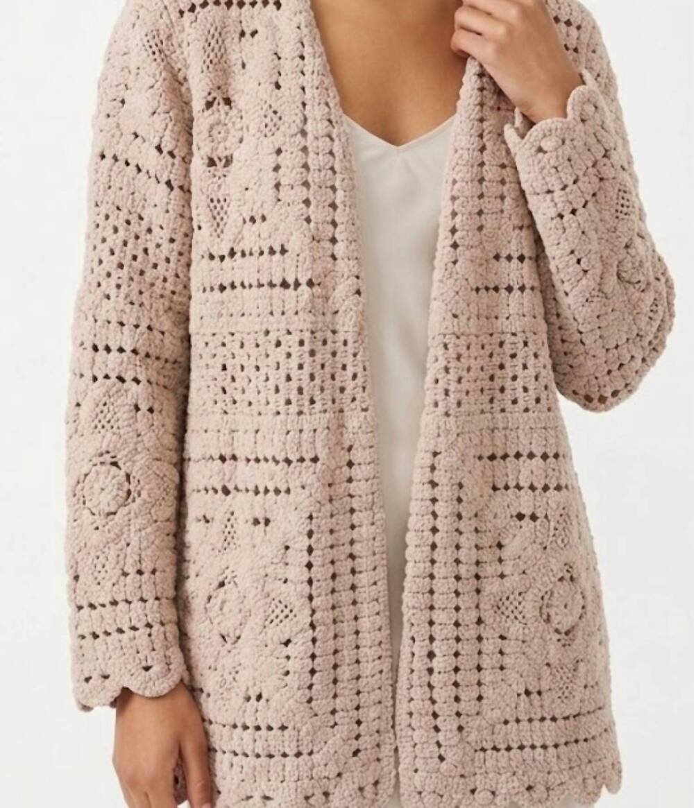 NEW POL soft crochet cardigan in beige